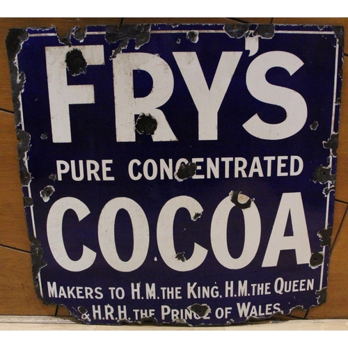 229 - Fry's pure concentrated Cocoa, a single sided, vitreous enamel advertising sign, 88 x 92cm.