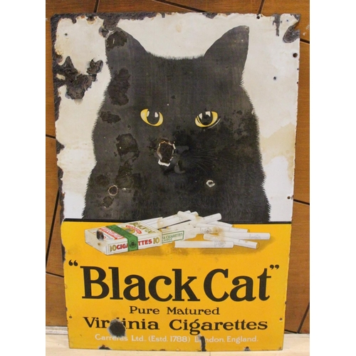 230 - Black Cat pure matured Virginia Cigarettes, a single sided, vitreous enamel advertising sign, 91 x 6... 