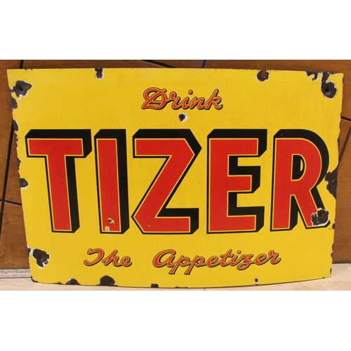 243 - Drink Tizer, the Appetizer, a single sided, vitreous enamel advertising sign, 51 x 75cm.