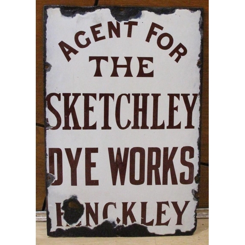 234 - Agent for Sketchley Dye Works Hinckley, a single sided, vitreous enamel advertising sign, 46 x 31cm.