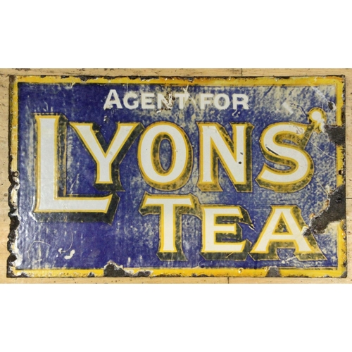 235 - Agent for Lyon's Tea, a double sided, vitreous enamel advertising sign, 23 x 38cm.