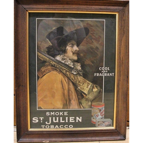 236 - An original Smoke St. Julian Tobacco showcard, framed, overall 59 x 47cm.