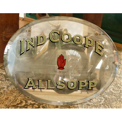 240 - A Ind Coope Allsopp brewery adverting oval mirror, 40 x 50cm.