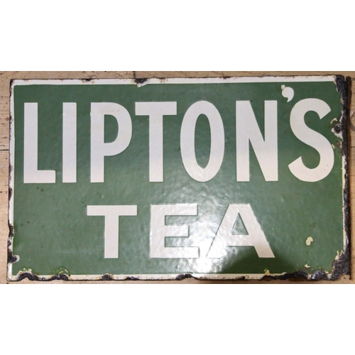 231 - Lipton's Tea, a double sided, vitreous enamel advertising sign, 23 x 38cm.