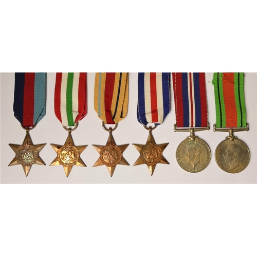 253 - Six WWII medals, including Africa, Italy, France and Germany Stars