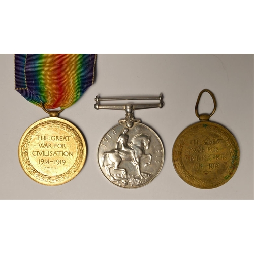 255 - Three WWI, War 218549 to Pte. D. Manson, L.N. LAN.R, Victory to Pte. A. Hale, Oxford & Bucks L.I. an... 