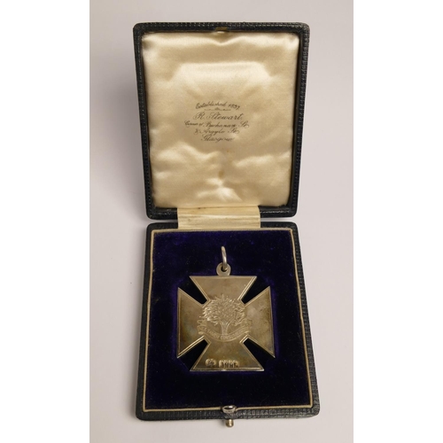 272 - A Scottish silver George Reith medal, awarded to John S. Johnstone, 1921-22, 66gm, case