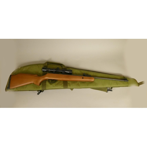 291 - A Crosman Optimus break barrel air rifle, with Centre Point 4 x 32 sight, soft case