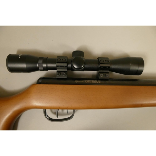 291 - A Crosman Optimus break barrel air rifle, with Centre Point 4 x 32 sight, soft case