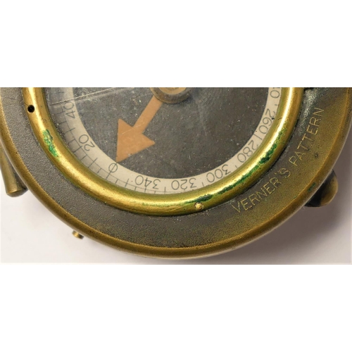 299 - A WWI British brass compass, by F-L, number 92042, dated 1917, leather case, inscribed F. Houghton, ... 