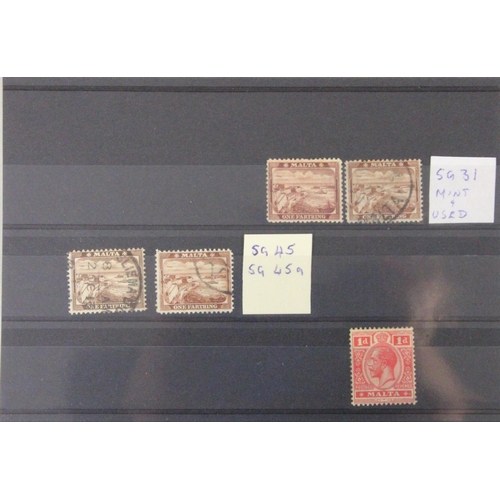 314 - Five stock cards, Malta, Queen Victoria to George VI, mint and unused