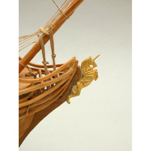 364 - HMS Unicorn, static display model, ayous wood, plank on frame construction, 76 x 76cm.
HMS Unicorn w... 