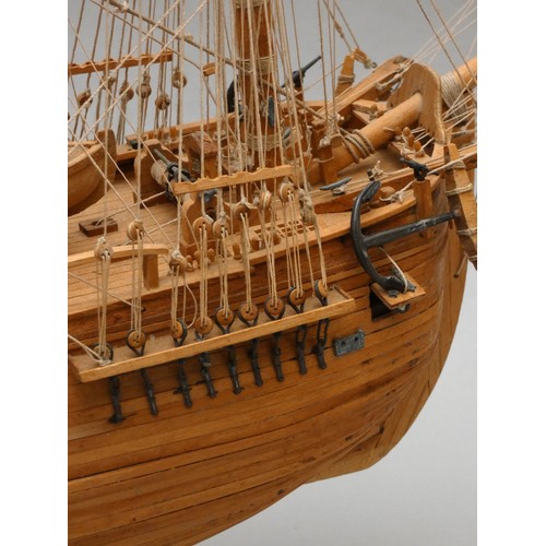 367 - HM Bark Endeavour, static display model, 1:60 scale, plank on frame construction, 76 x 71cm.
Lieuten... 