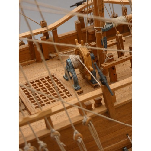 367 - HM Bark Endeavour, static display model, 1:60 scale, plank on frame construction, 76 x 71cm.
Lieuten... 