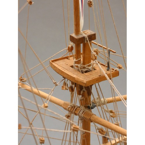 367 - HM Bark Endeavour, static display model, 1:60 scale, plank on frame construction, 76 x 71cm.
Lieuten... 