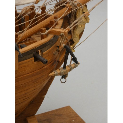 368 - An armed cutter, static display model, plank on frame construction, with Seahorse figurehead, 77 x 6... 