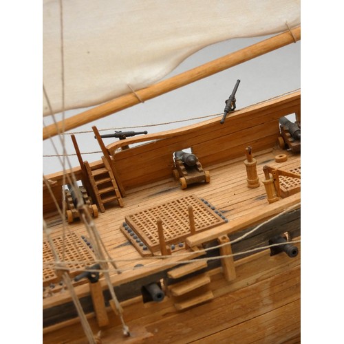 368 - An armed cutter, static display model, plank on frame construction, with Seahorse figurehead, 77 x 6... 