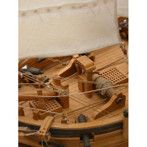 368 - An armed cutter, static display model, plank on frame construction, with Seahorse figurehead, 77 x 6... 