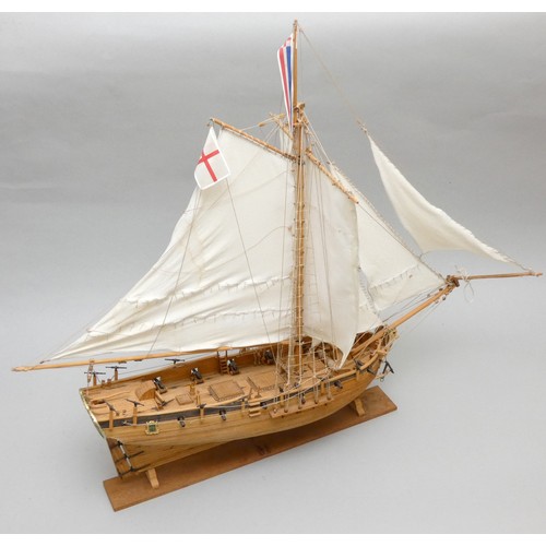 368 - An armed cutter, static display model, plank on frame construction, with Seahorse figurehead, 77 x 6... 