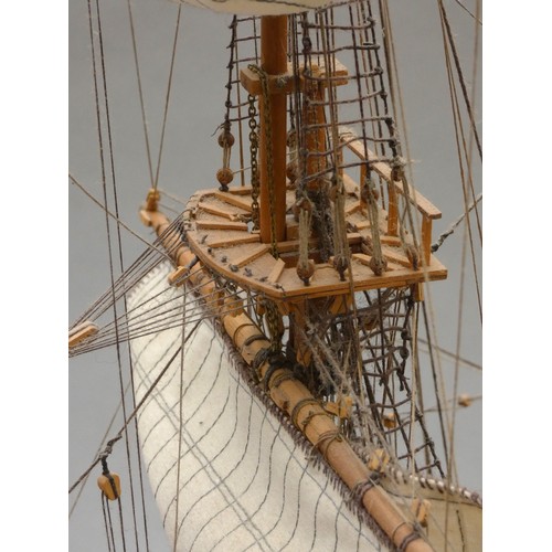 369 - HM Bark Endeavour, static display model, 1:64 scale, plank on frame construction, with sails, 72 x 6... 