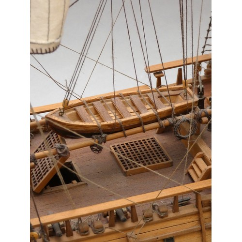 369 - HM Bark Endeavour, static display model, 1:64 scale, plank on frame construction, with sails, 72 x 6... 