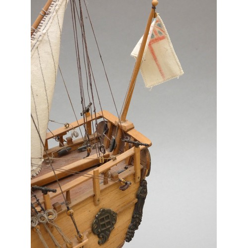 369 - HM Bark Endeavour, static display model, 1:64 scale, plank on frame construction, with sails, 72 x 6... 