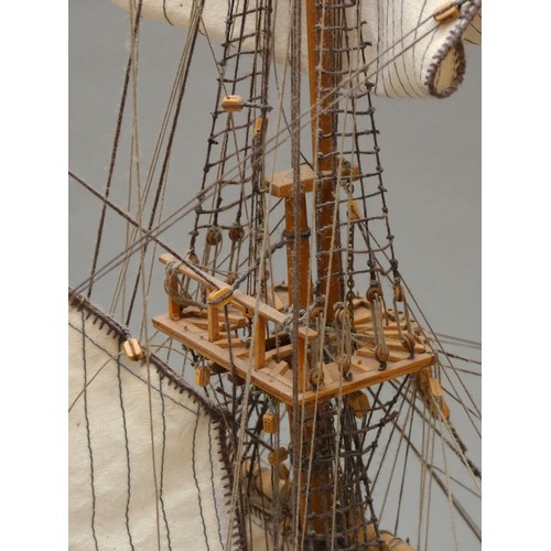 369 - HM Bark Endeavour, static display model, 1:64 scale, plank on frame construction, with sails, 72 x 6... 