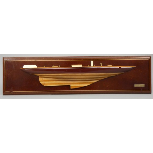 372 - A half hull model of Morning Cloud, with brass fittings, 73 x 20cm