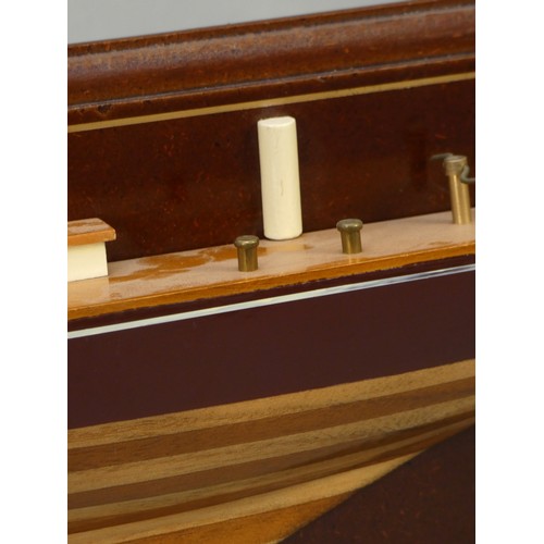 372 - A half hull model of Morning Cloud, with brass fittings, 73 x 20cm