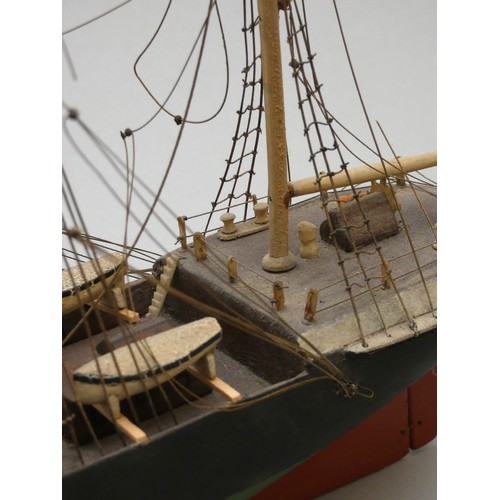 374 - A static model of tea clipper Garnet Hill of Glasgow, 49cm and a modern Greek fishing boat, 30cm.
Ga... 