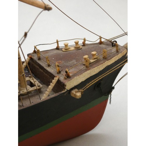 374 - A static model of tea clipper Garnet Hill of Glasgow, 49cm and a modern Greek fishing boat, 30cm.
Ga... 