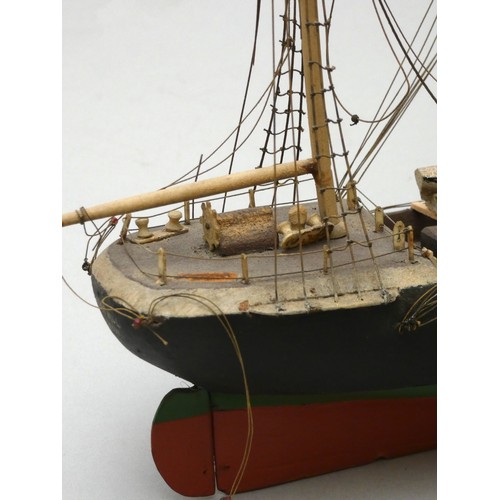 374 - A static model of tea clipper Garnet Hill of Glasgow, 49cm and a modern Greek fishing boat, 30cm.
Ga... 