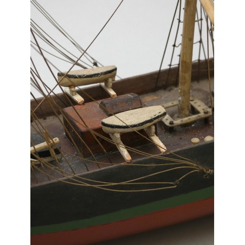 374 - A static model of tea clipper Garnet Hill of Glasgow, 49cm and a modern Greek fishing boat, 30cm.
Ga... 