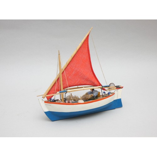 374 - A static model of tea clipper Garnet Hill of Glasgow, 49cm and a modern Greek fishing boat, 30cm.
Ga... 