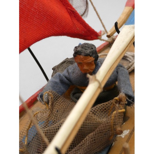 374 - A static model of tea clipper Garnet Hill of Glasgow, 49cm and a modern Greek fishing boat, 30cm.
Ga... 