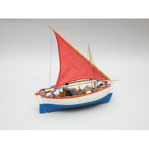 374 - A static model of tea clipper Garnet Hill of Glasgow, 49cm and a modern Greek fishing boat, 30cm.
Ga... 