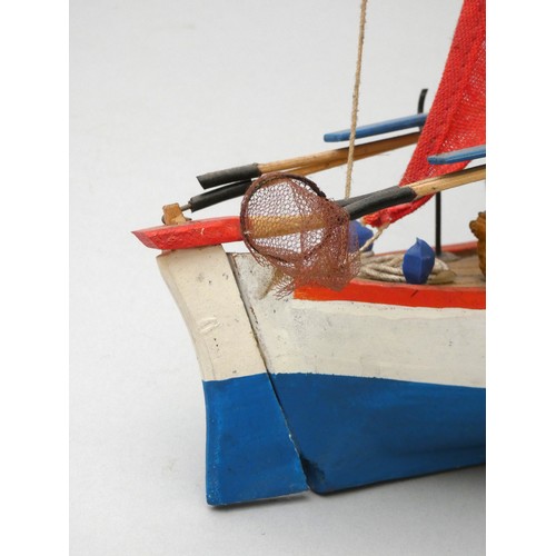 374 - A static model of tea clipper Garnet Hill of Glasgow, 49cm and a modern Greek fishing boat, 30cm.
Ga... 