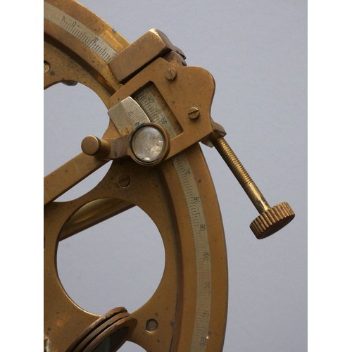 392 - A reproduction brass sextant, 19cm, hardwood case