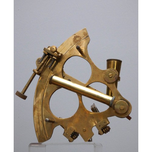 392 - A reproduction brass sextant, 19cm, hardwood case