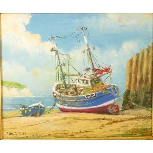 429 - Jack Rigg (1927-), beach scene, oil on canvas, signed lower left, 29 x 24 cm, together with a waterc... 