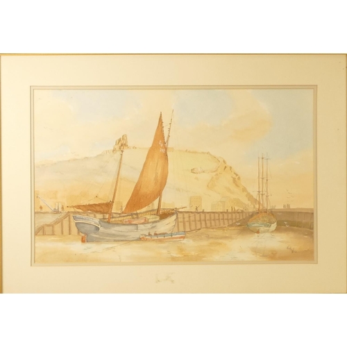 439 - Ken Wigg, (1913-2014), two North East coast nautical scenes, watercolour, signed lower right, 28 x 1... 