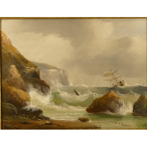 440 - Edward King Redmore (1860-1941), two shipwreck scenes, oil on board, on signed bottom left, the othe... 