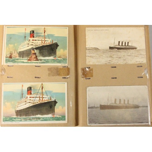 327 - Brian Masterman Collection; an album of approximately 108 passenger liner postcards, the vast majori... 