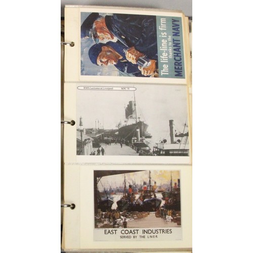 329 - Brian Masterman Collection; two albums of postcards related to passenger liners, ferries, general ca... 