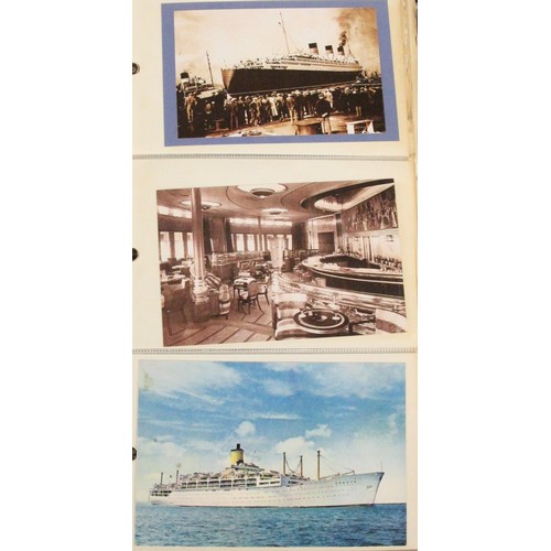 329 - Brian Masterman Collection; two albums of postcards related to passenger liners, ferries, general ca... 