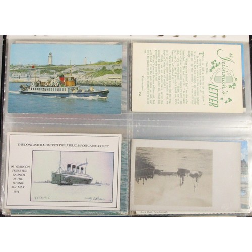 329 - Brian Masterman Collection; two albums of postcards related to passenger liners, ferries, general ca... 