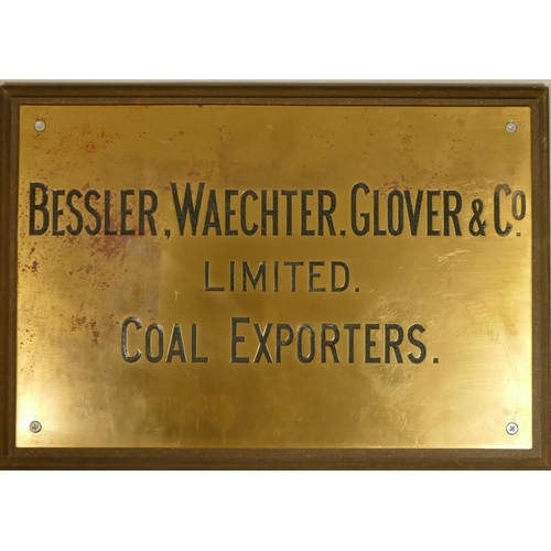 332 - Brian Masterman Collection; Four brass shipping company wall plaques, A.F. Budge, P.K.Harris, Appled... 