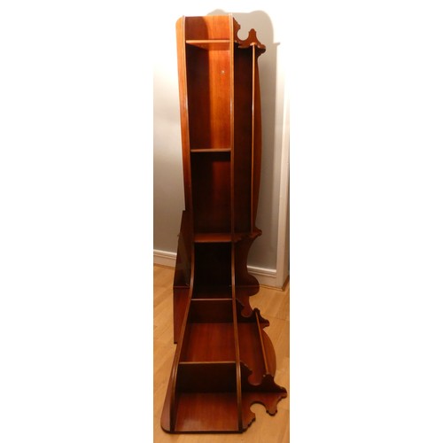 413 - A vintage mahogany saloon bulkhead bookcase, with reeded edges, 170 x 105 x 55cm.