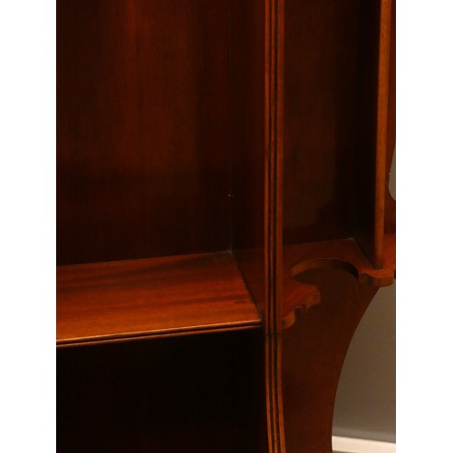 413 - A vintage mahogany saloon bulkhead bookcase, with reeded edges, 170 x 105 x 55cm.