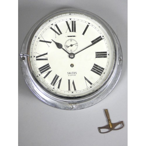 402 - Smiths Empire chrome bulkhead clock, the 8